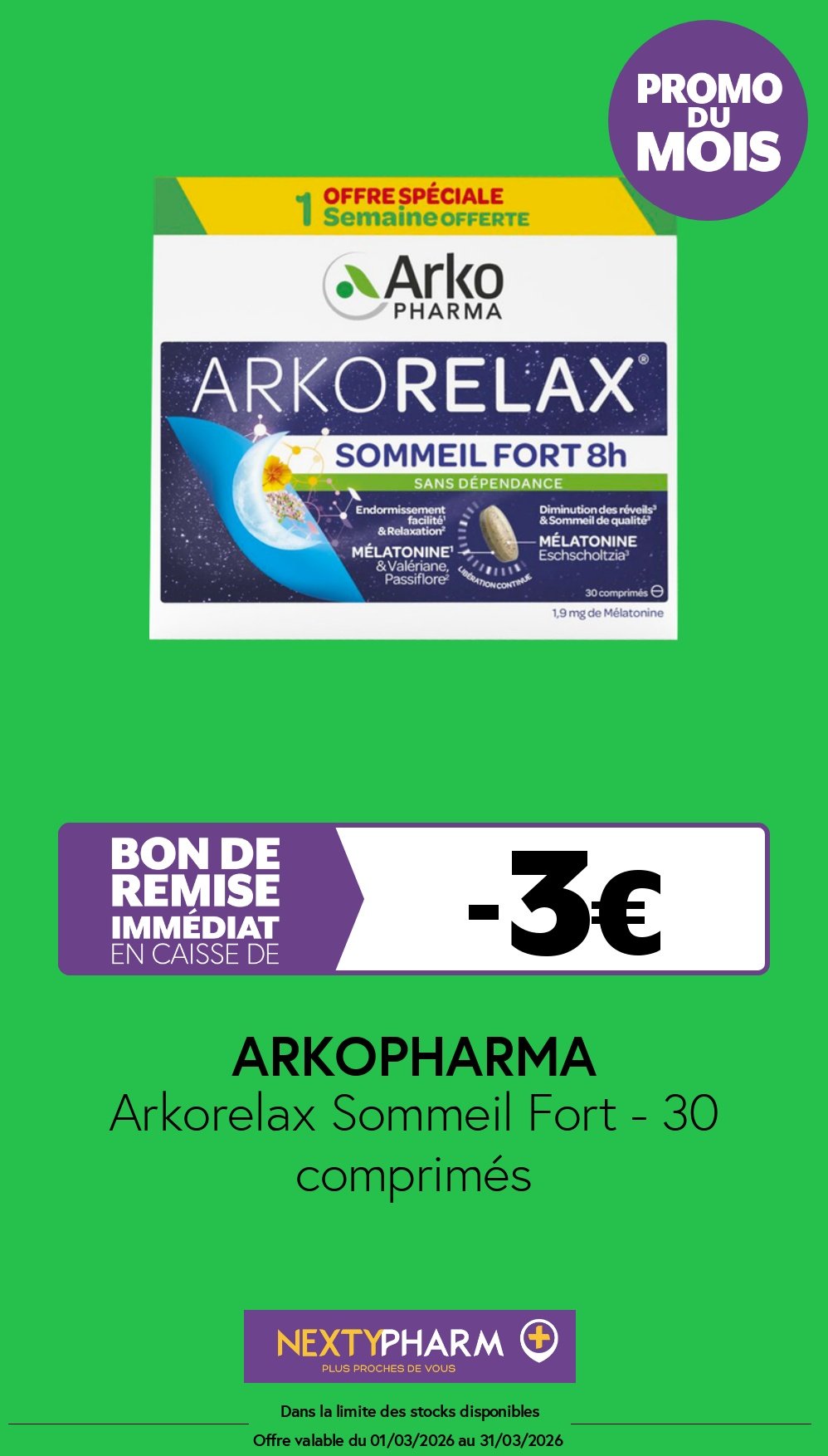 Nos promotions - Pharmacie Tolbiac ARKORELAX SOMMEIL FORT 30 comprimes Copie