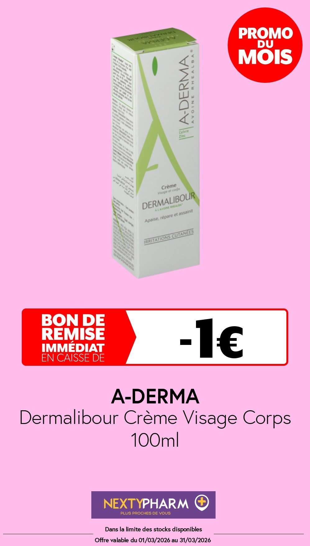 Nos promotions - Pharmacie Tolbiac Dermalibour Creme Visage Corps 50ml