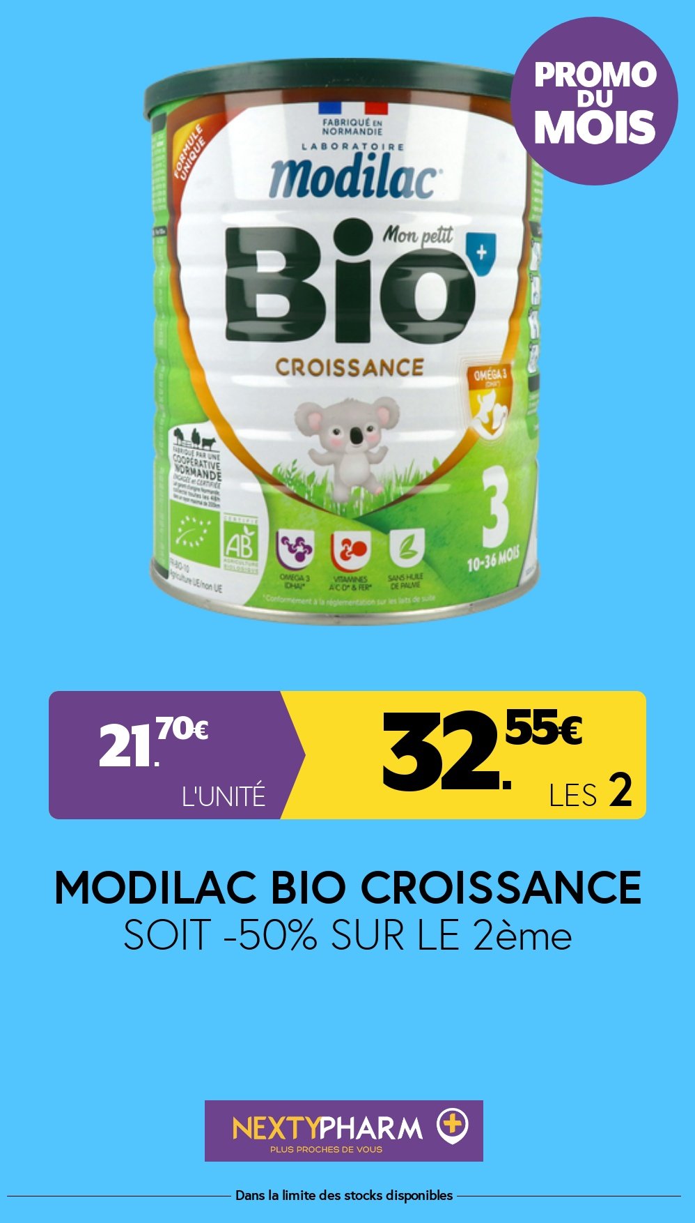 Nos promotions - Pharmacie Tolbiac Modilac Bio Lait de Croissance 800 g 800 g